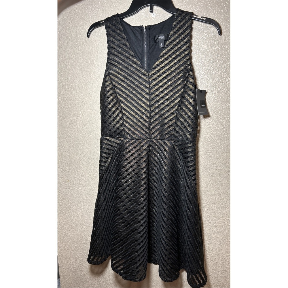 New* Mossimo‎ Supply Co. Black and Gold Striped Fit & Flare Midi Dress